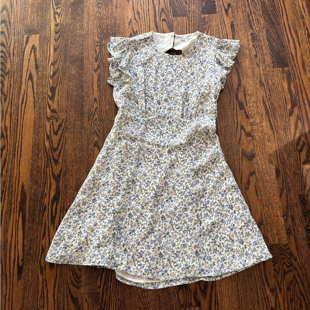 Reformation Blue Floral Kids Dress with Ruffle Sleeves
